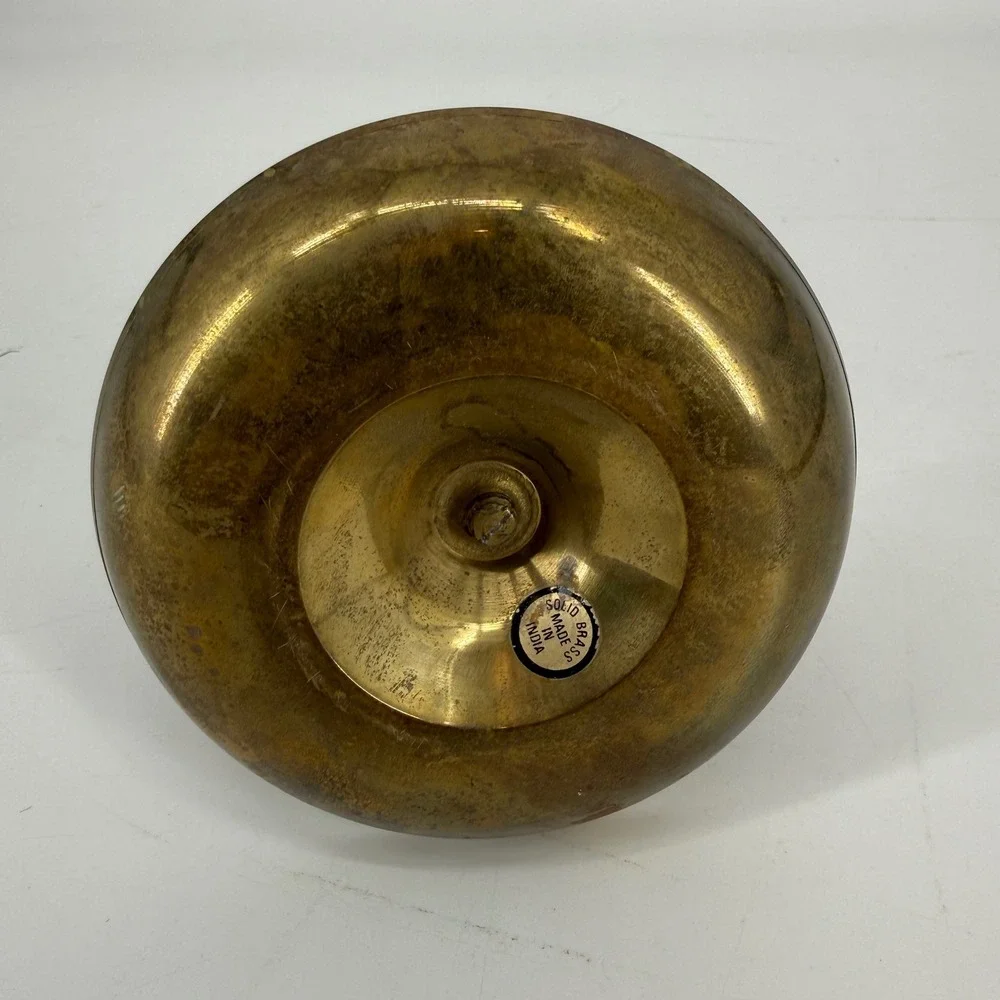 Vintage Solid Brass Chamberstick Candle Holder with Glass Hurricane Shade India